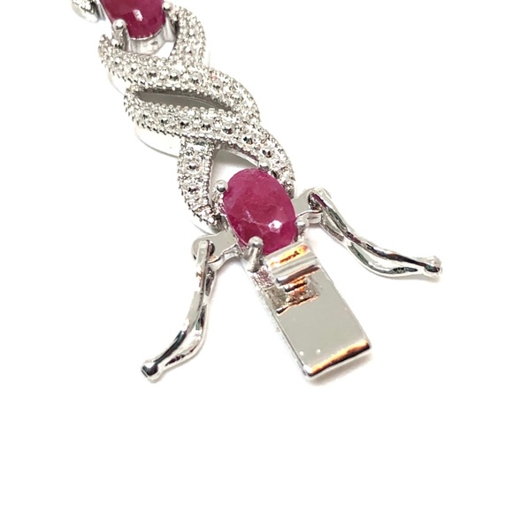 Genuine Ruby & Diamond Bracelet - Picture 2 of 7